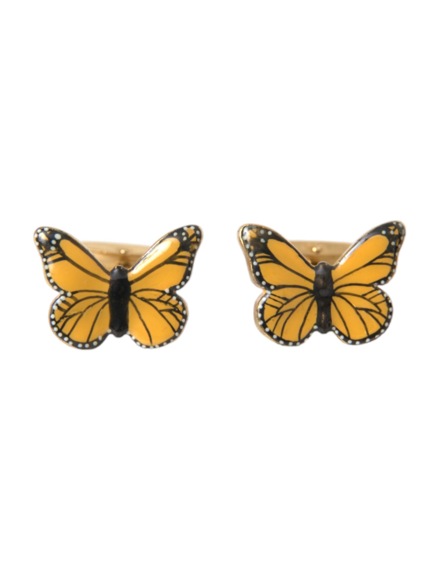 Dolce &amp; Gabbana Gold Tone Brass Butterfly Enamel Men Cufflink