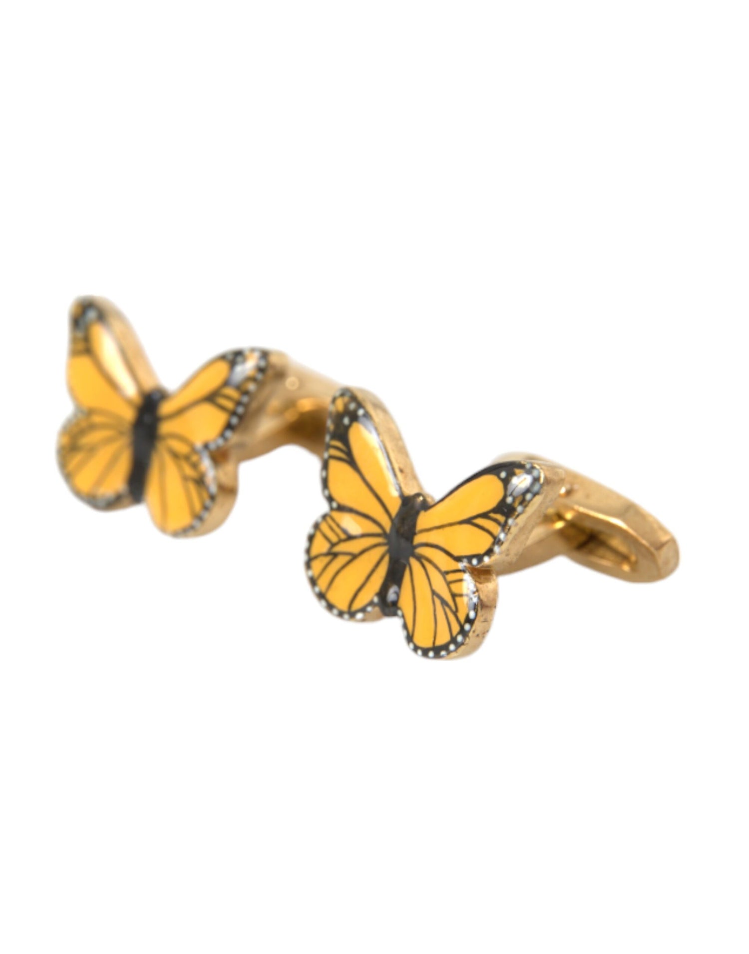 Dolce &amp; Gabbana Gold Tone Brass Butterfly Enamel Men Cufflink