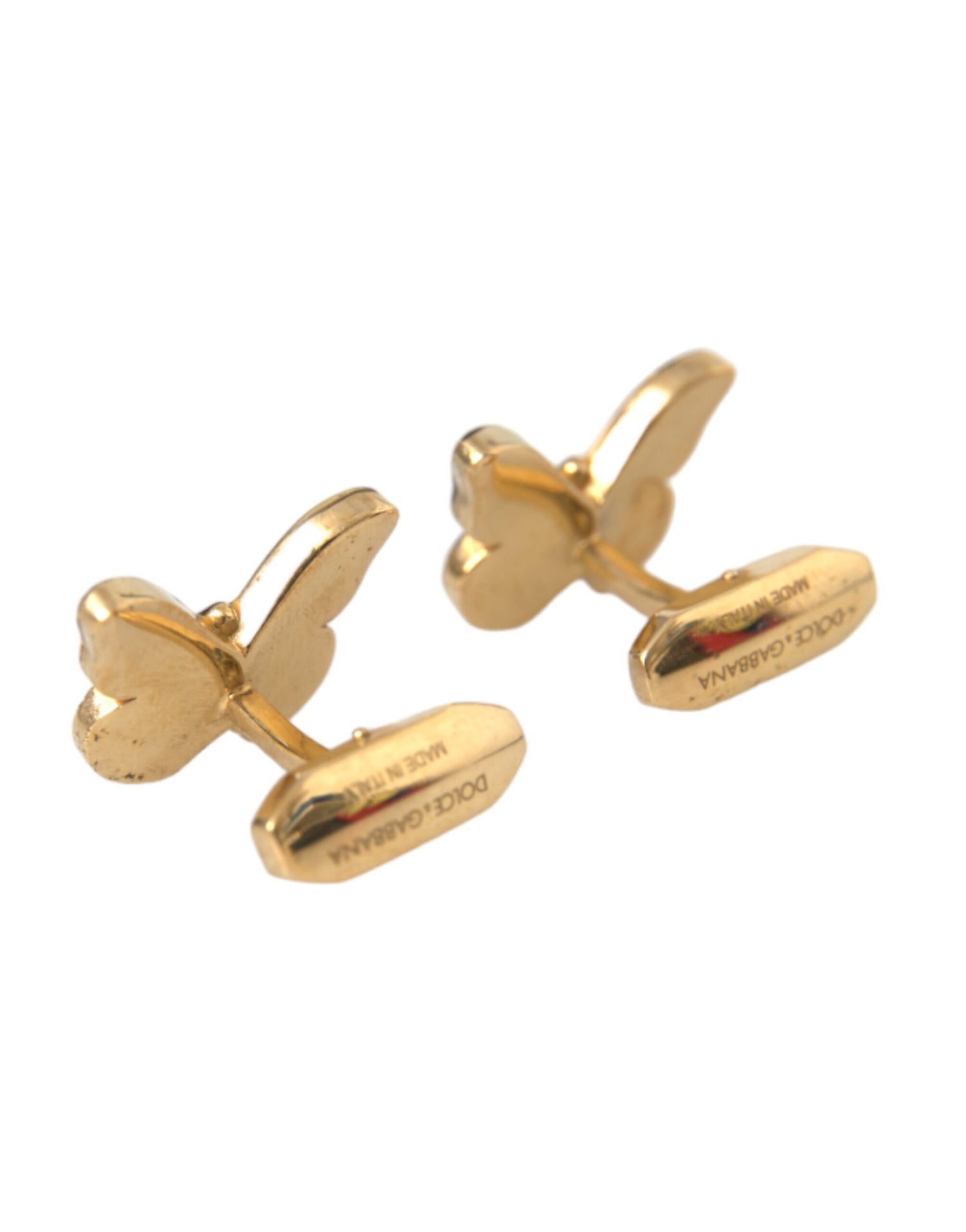 Dolce &amp; Gabbana Gold Tone Brass Butterfly Enamel Men Cufflink