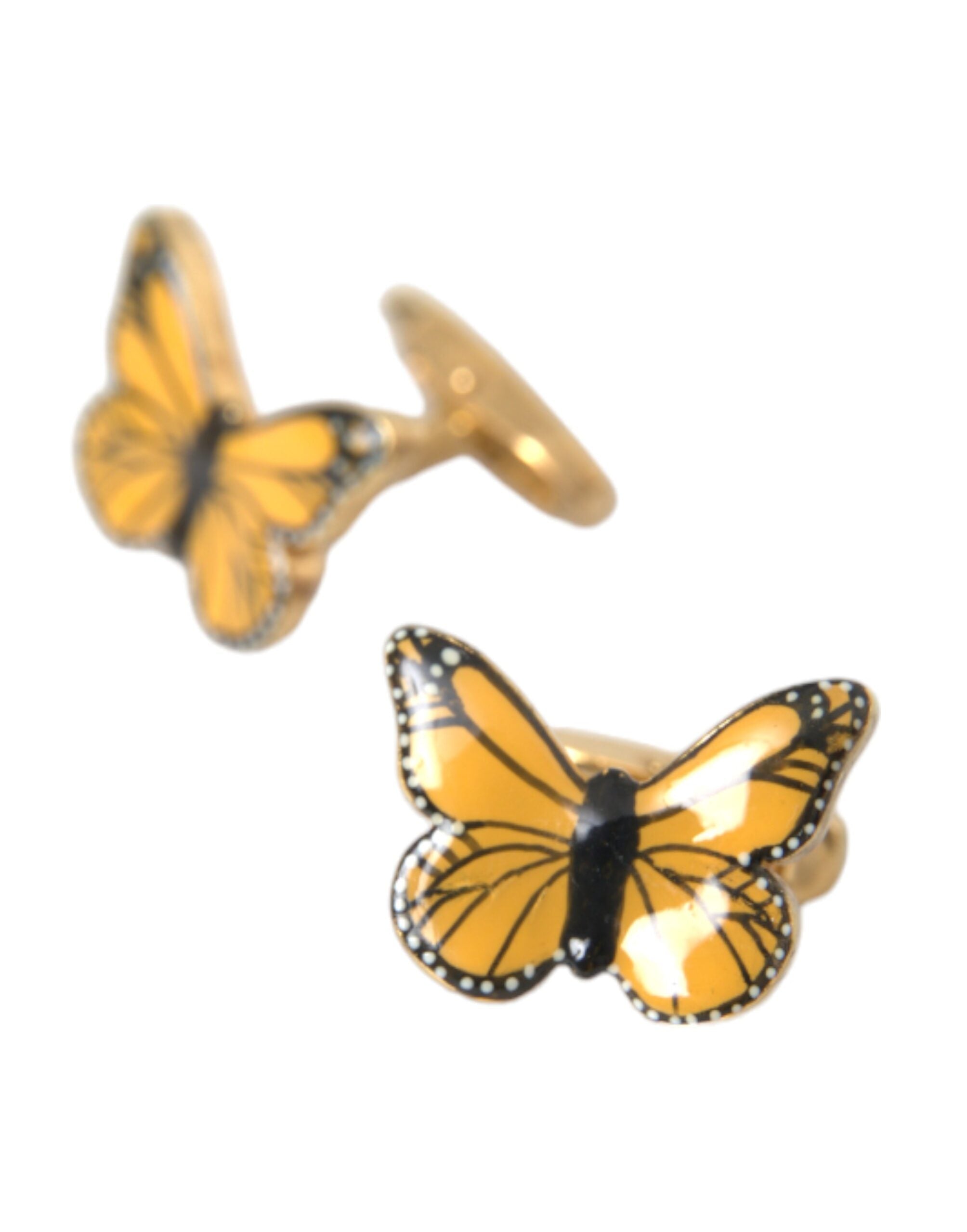 Dolce &amp; Gabbana Gold Tone Brass Butterfly Enamel Men Cufflink