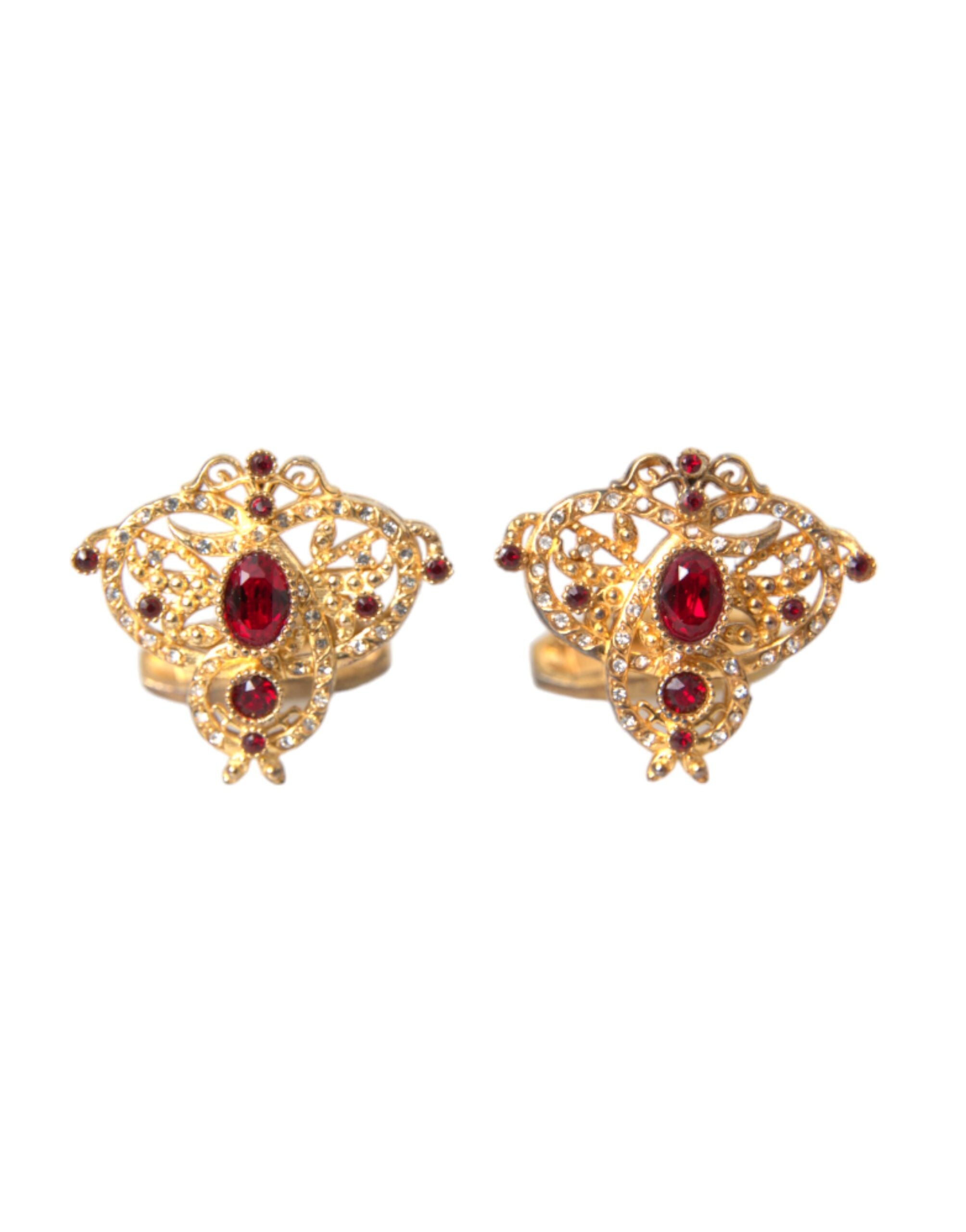 Dolce &amp; Gabbana Gold Tone 925 Sterling Silver Crystal Cufflink