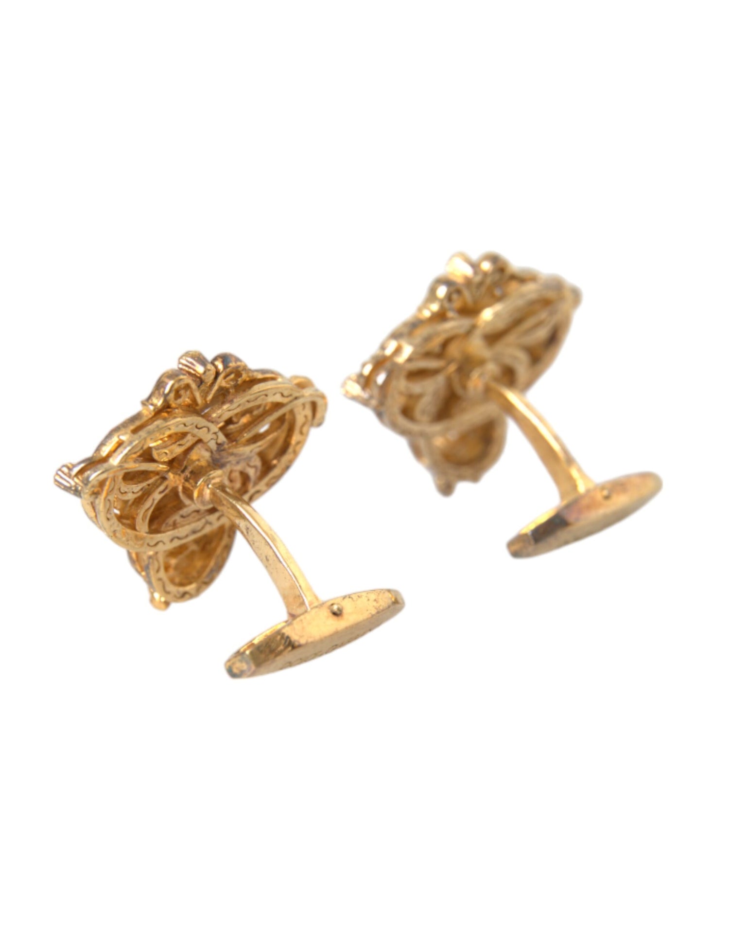 Dolce &amp; Gabbana Gold Tone 925 Sterling Silver Crystal Cufflink