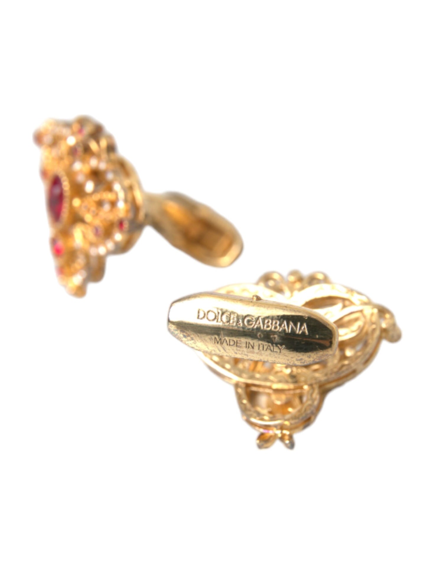 Dolce &amp; Gabbana Gold Tone 925 Sterling Silver Crystal Cufflink