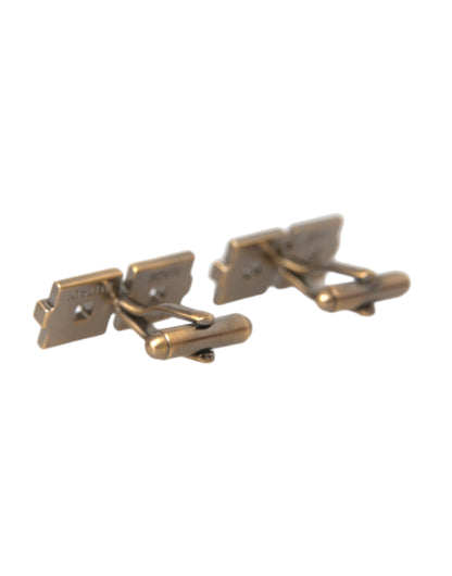 Dolce &amp; Gabbana Gold Plated Brass Square Pin Men Cufflinks