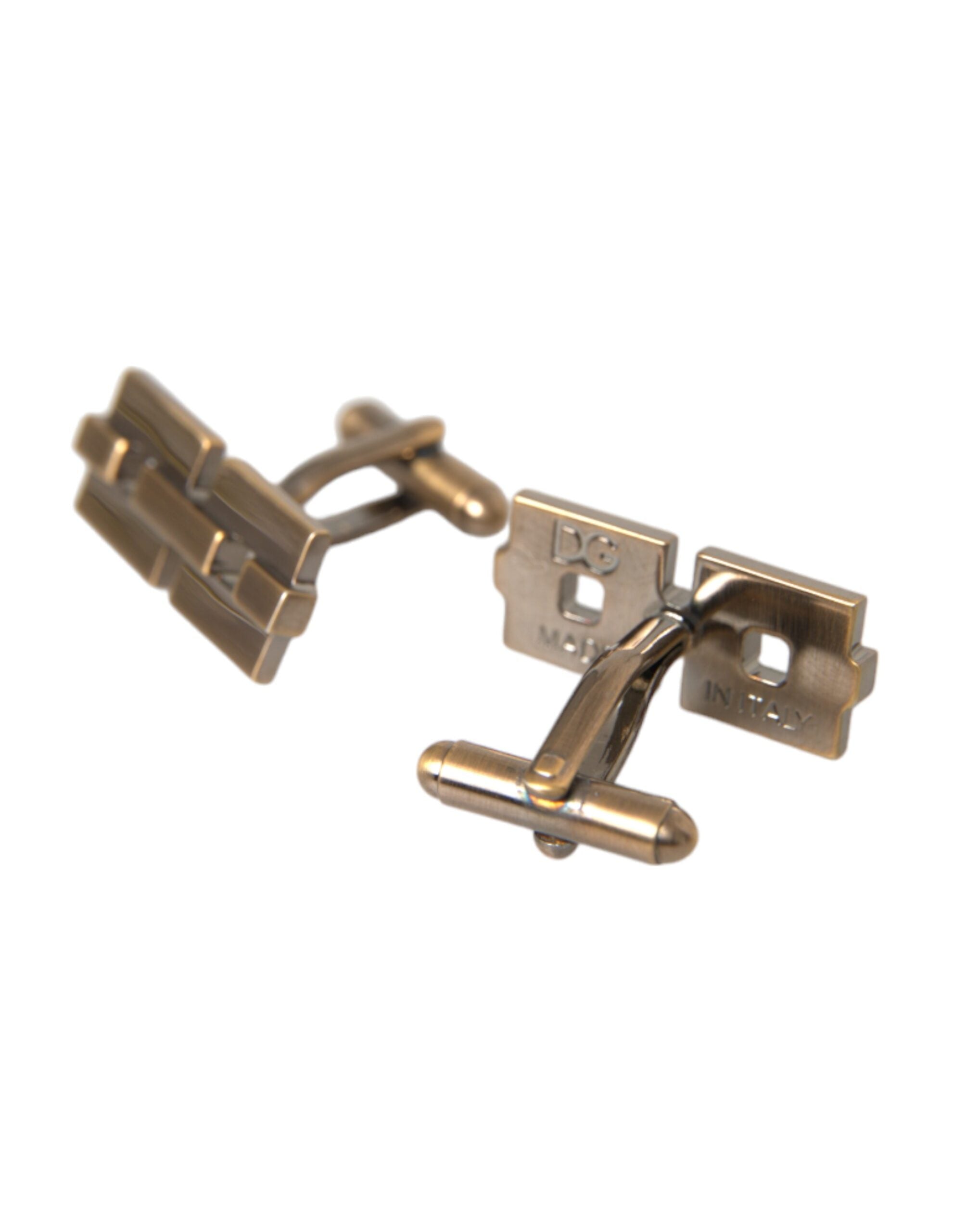 Dolce &amp; Gabbana Gold Plated Brass Square Pin Men Cufflinks