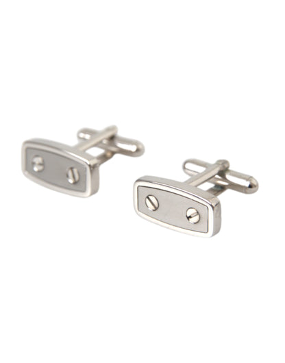 Dolce &amp; Gabbana Silver Plated Metal Brass Pin Men Cufflinks