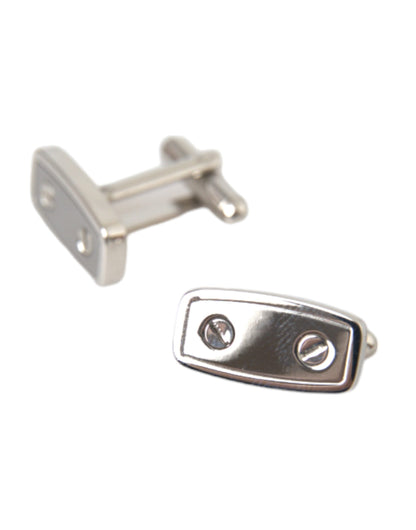 Dolce &amp; Gabbana Silver Plated Metal Brass Pin Men Cufflinks