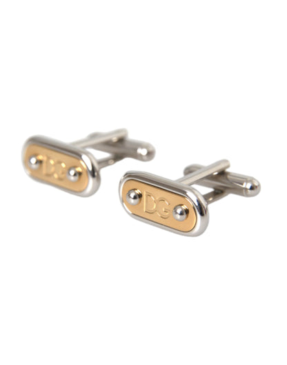 Dolce &amp; Gabbana Silver Gold Plated Metal Brass Pin Cufflinks