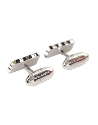 Dolce &amp; Gabbana Silver Plated Metal Brass Pin Men Cufflinks