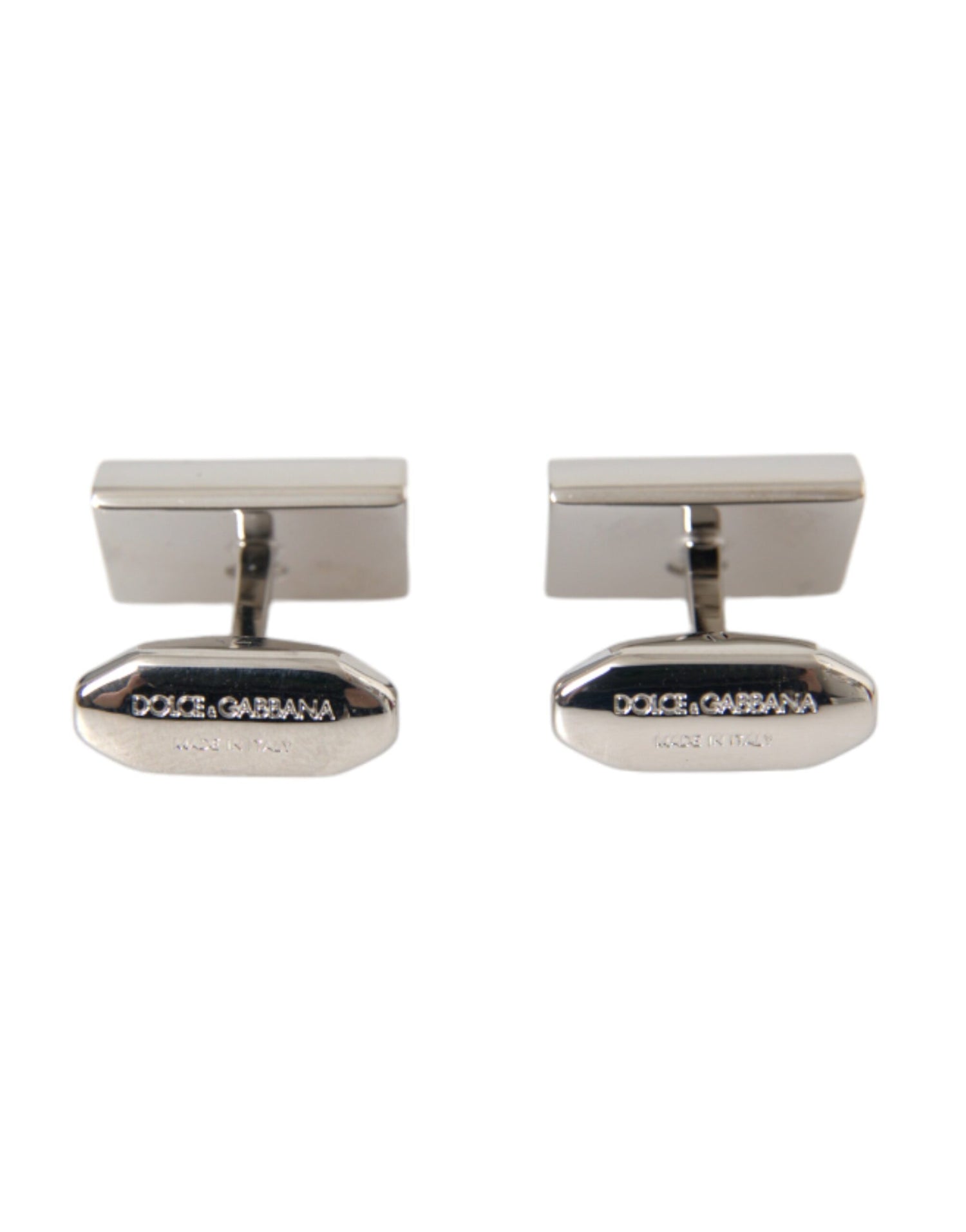 Dolce &amp; Gabbana Silver Plated Metal Brass DG Logo Pin Cufflinks