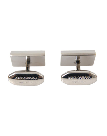 Dolce &amp; Gabbana Silver Plated Metal Brass DG Logo Pin Cufflinks