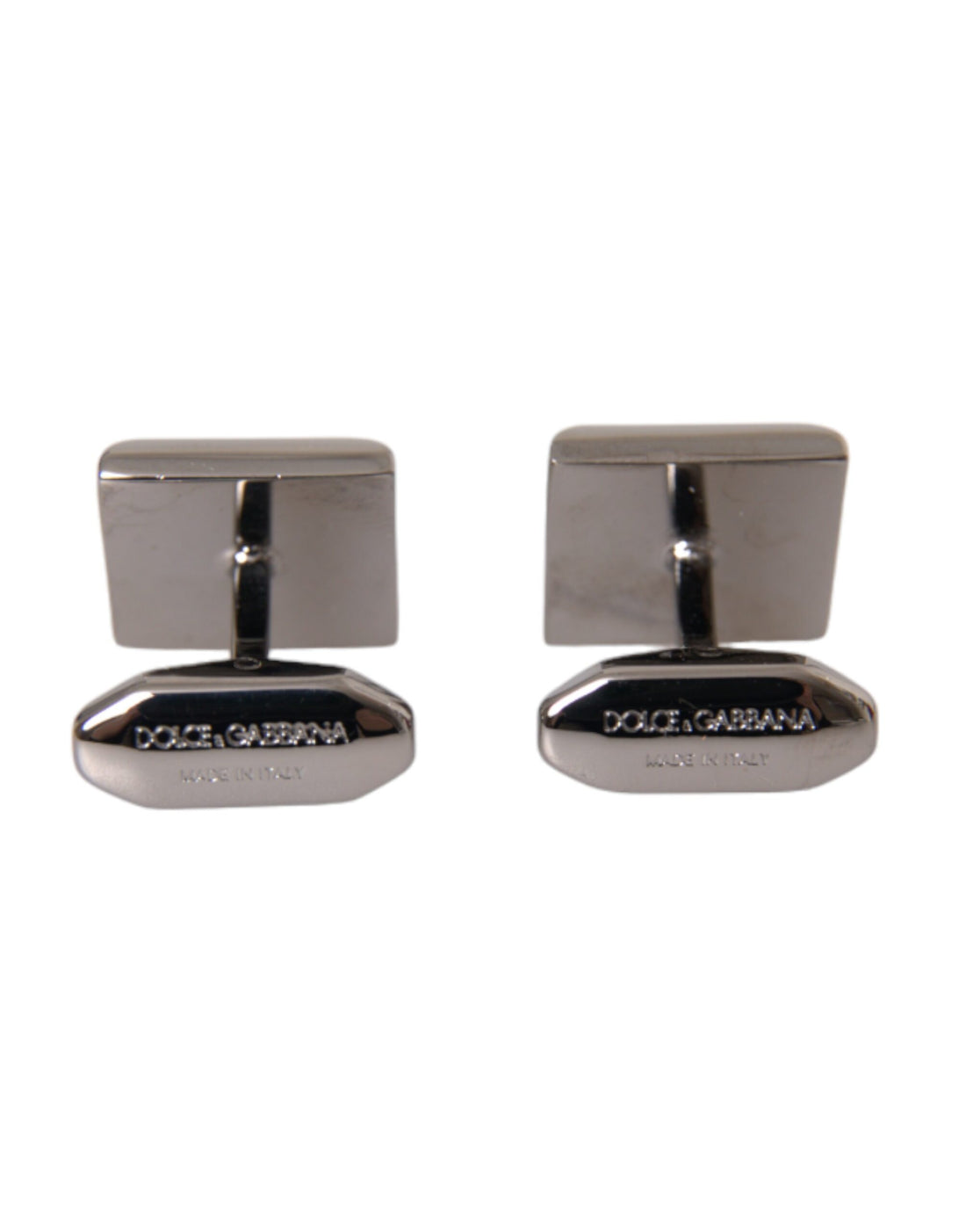 Dolce &amp; Gabbana Silver Plated Brass Pin Crystal Cufflinks