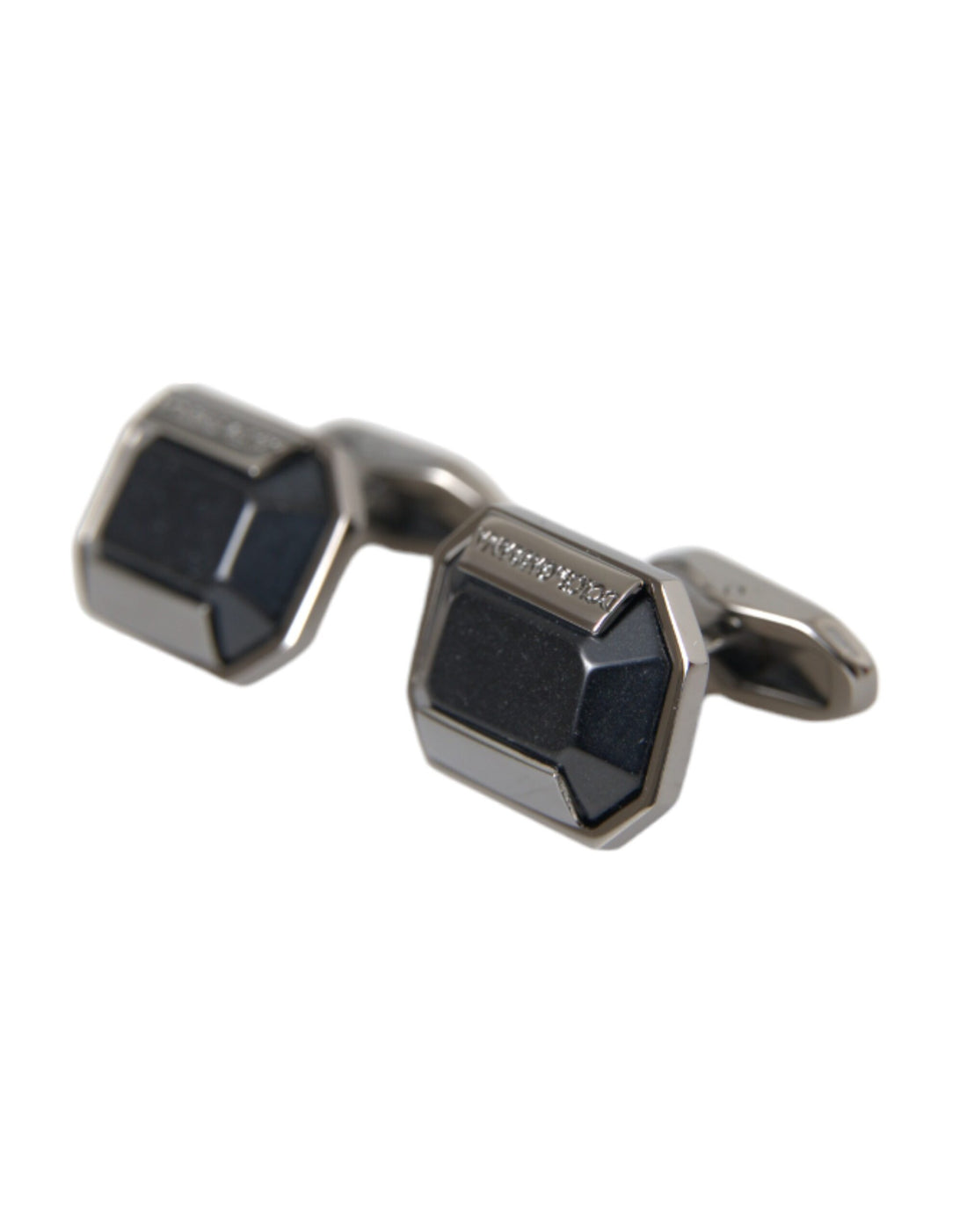 Dolce &amp; Gabbana Silver Plated Brass Pin Crystal Cufflinks