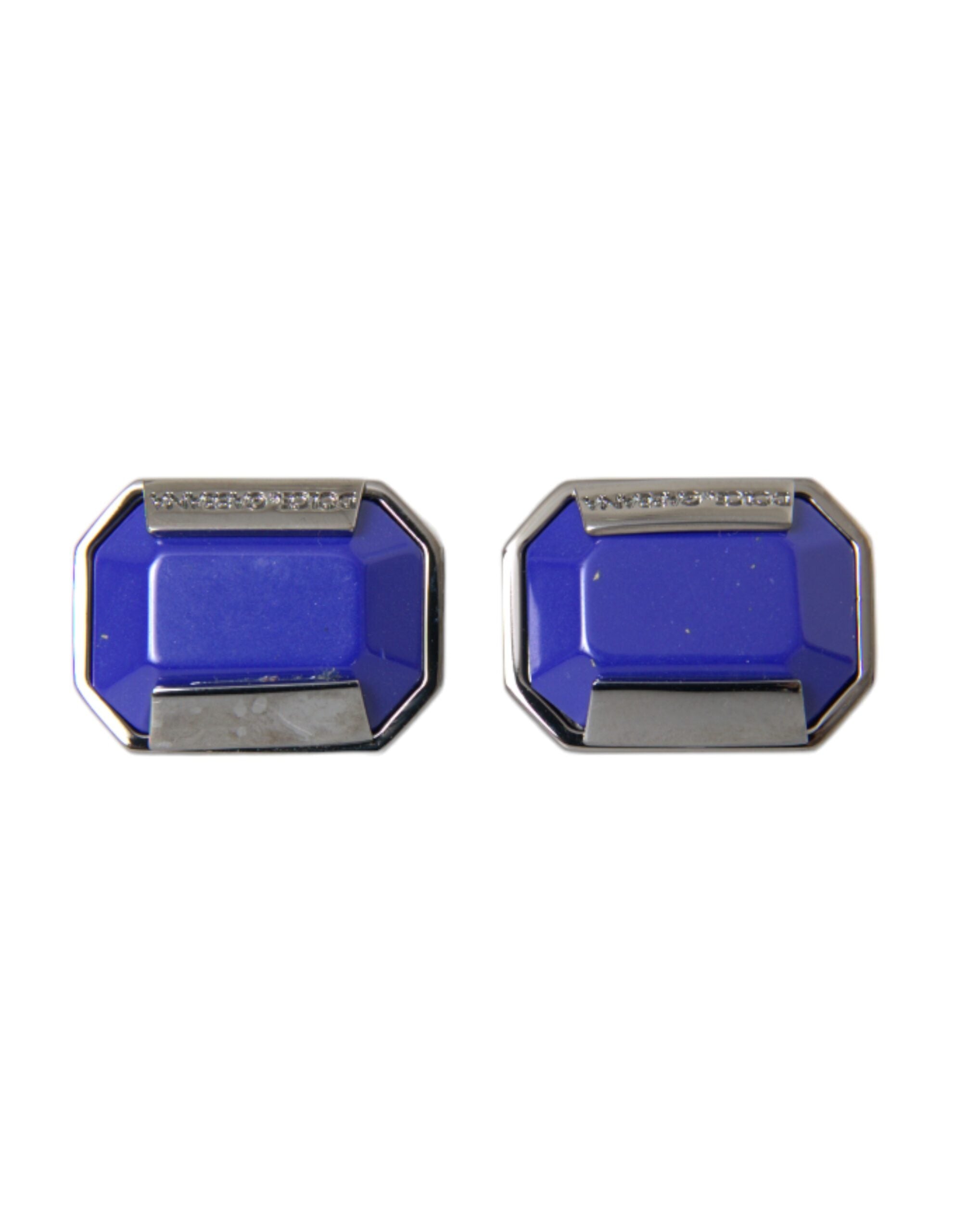 Dolce &amp; Gabbana Silver Plated Brass Pin Crystal Cufflinks