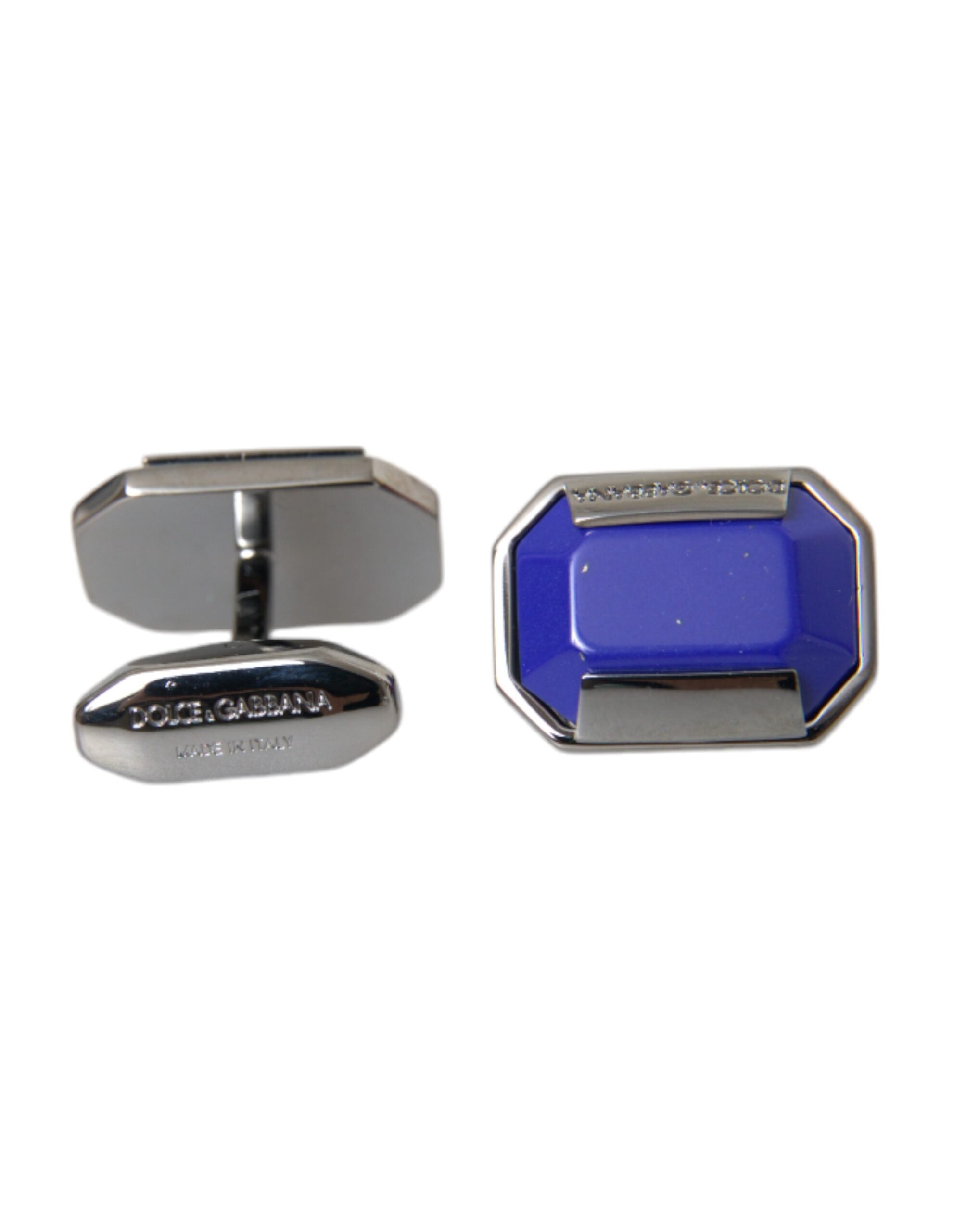 Dolce &amp; Gabbana Silver Plated Brass Pin Crystal Cufflinks