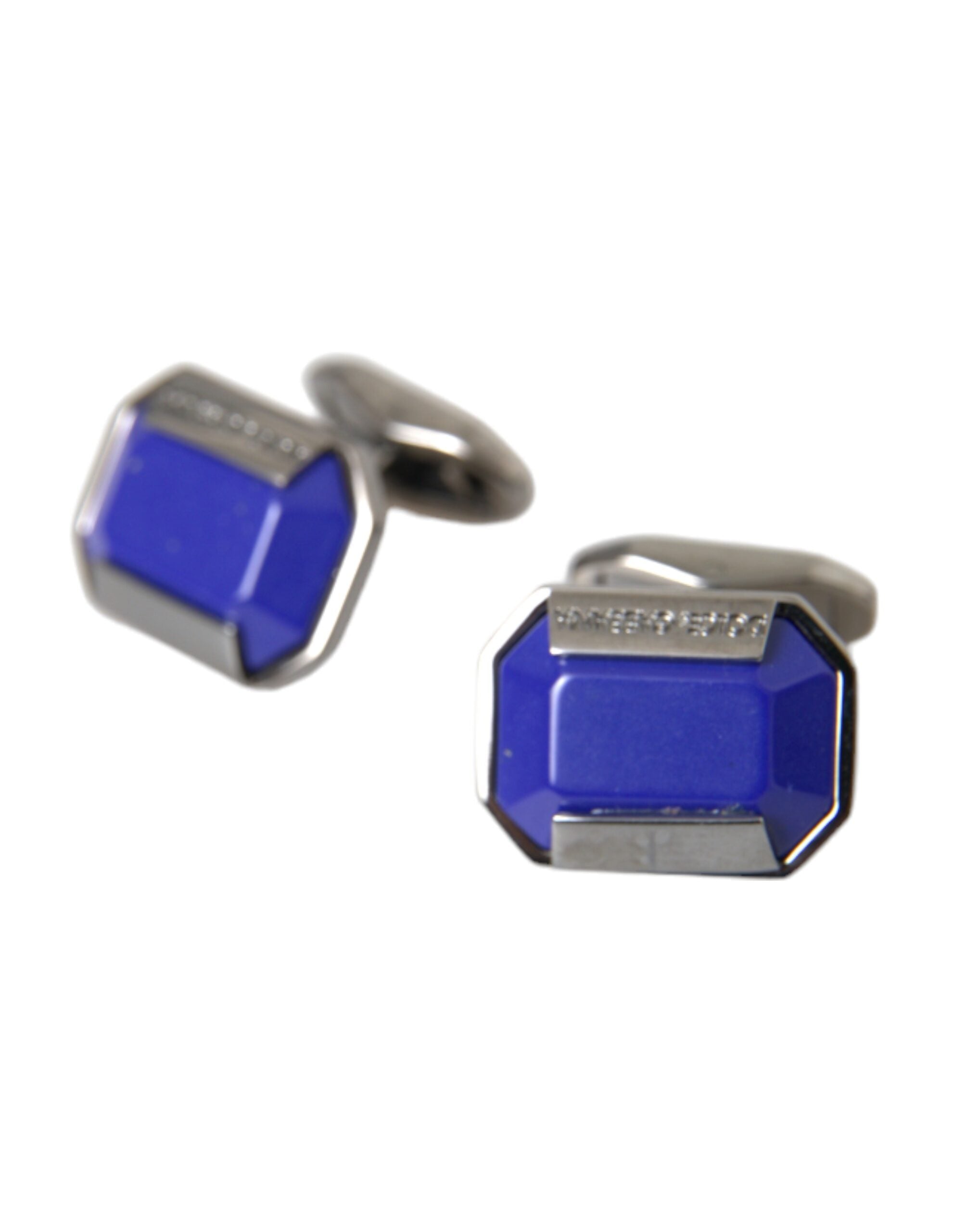 Dolce &amp; Gabbana Silver Plated Brass Pin Crystal Cufflinks