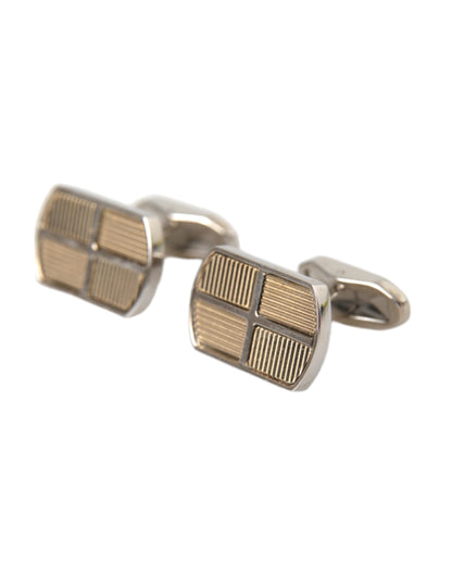 Dolce &amp; Gabbana Silver Gold Plated Metal Brass Pin Cufflinks