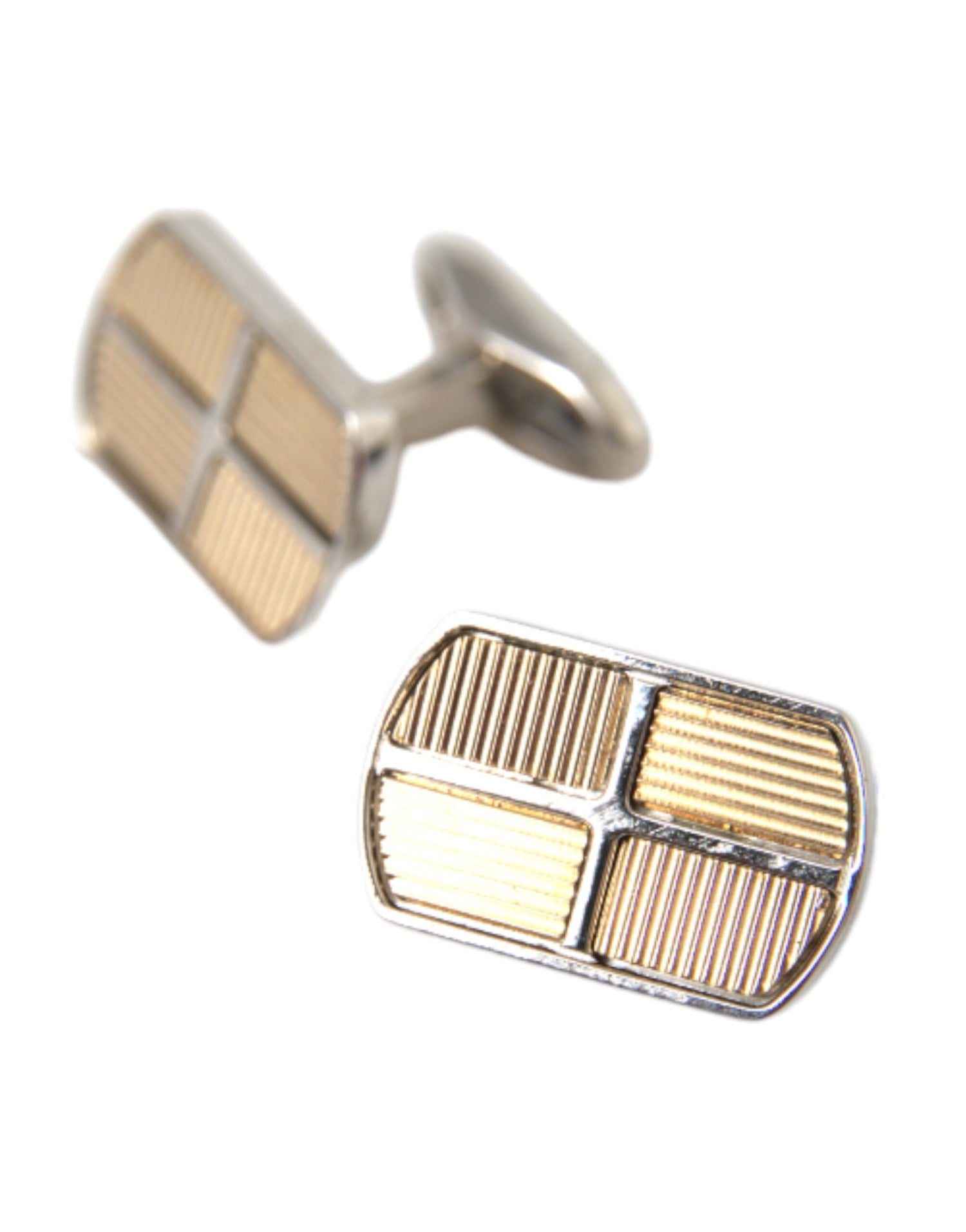 Dolce &amp; Gabbana Silver Gold Plated Metal Brass Pin Cufflinks