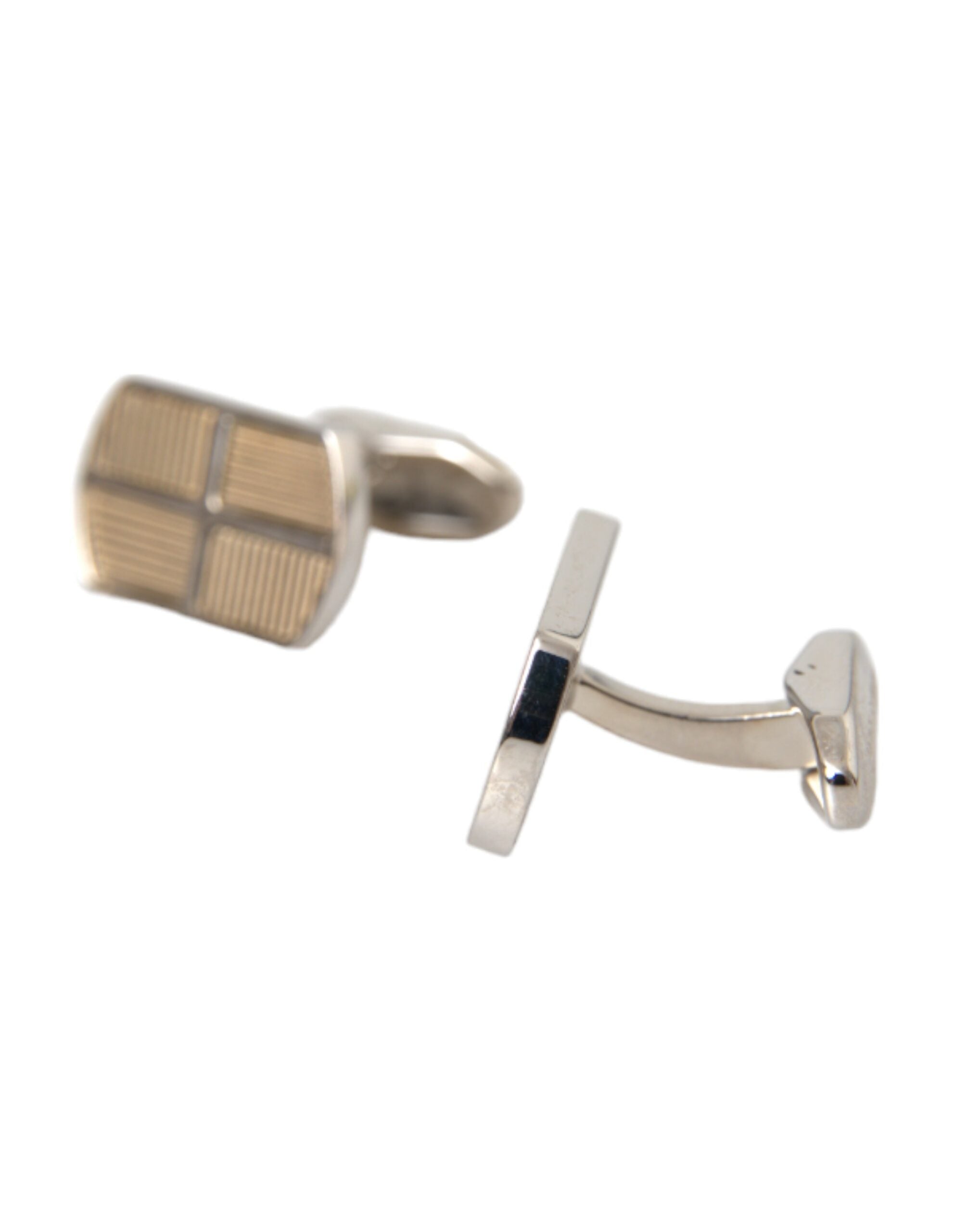 Dolce &amp; Gabbana Silver Gold Plated Metal Brass Pin Cufflinks