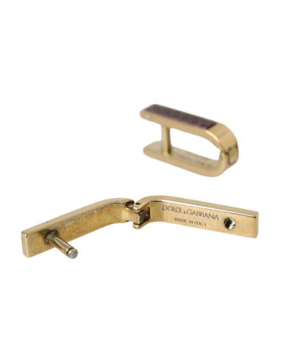 Dolce &amp; Gabbana Gold Plated Metal Brass Pin Men Cufflinks