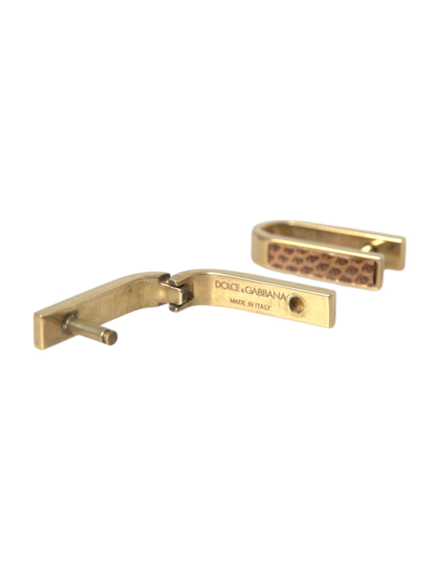 Dolce &amp; Gabbana Gold Plated Metal Brass Pin Men Cufflinks