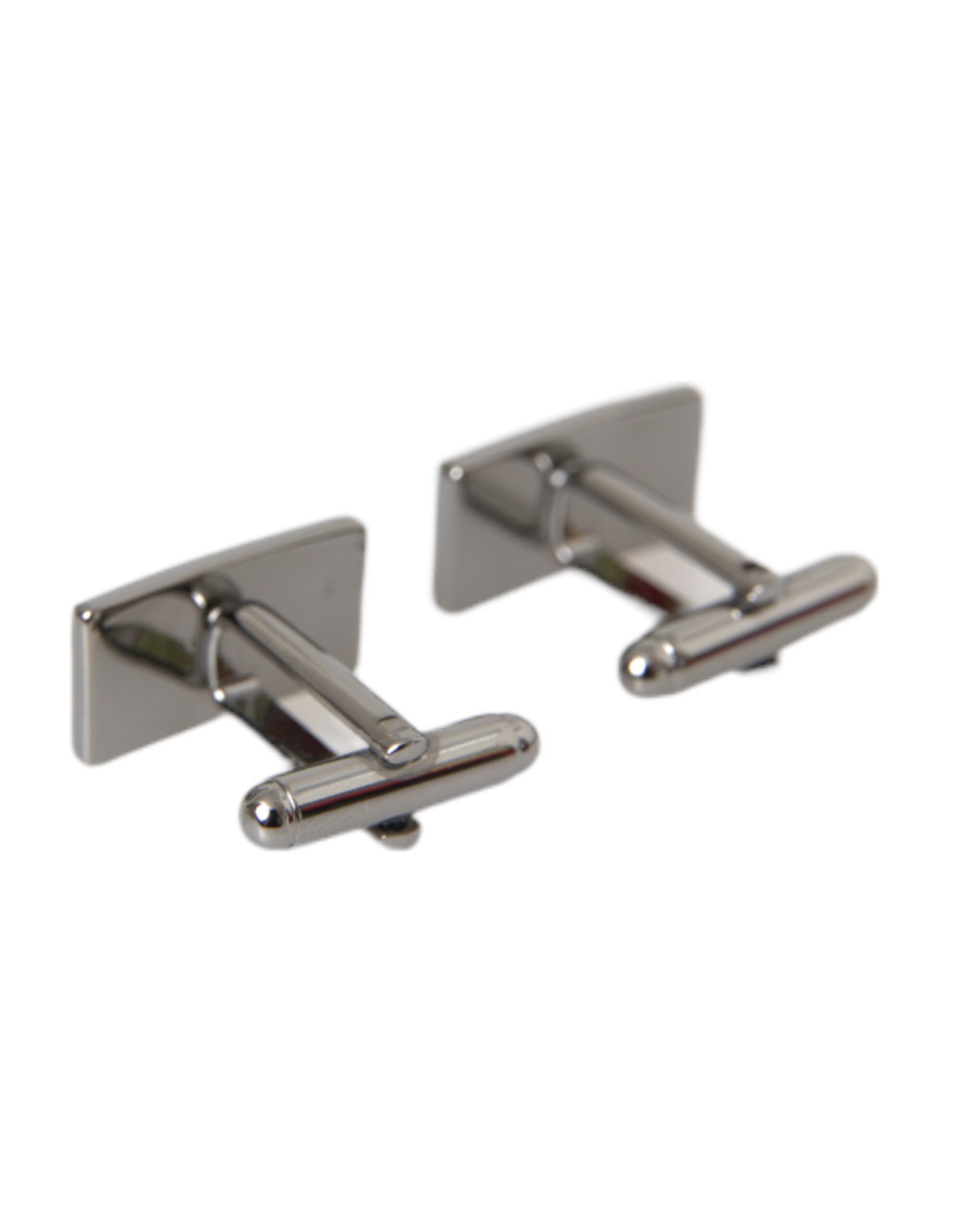 Dolce &amp; Gabbana Silver Plated Metal Brass DG Logo Pin Cufflinks