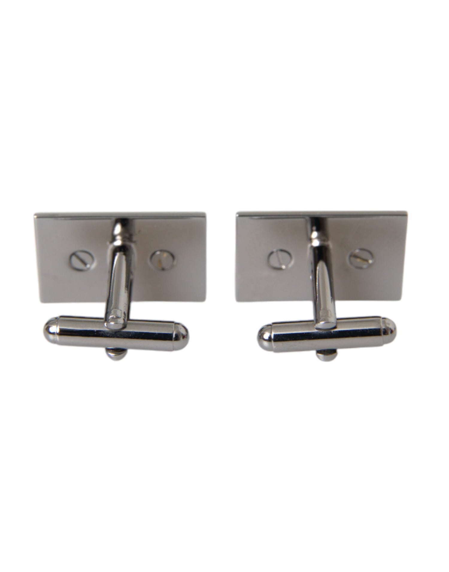 Dolce &amp; Gabbana Silver Plated Metal Brass DG Logo Pin Cufflinks