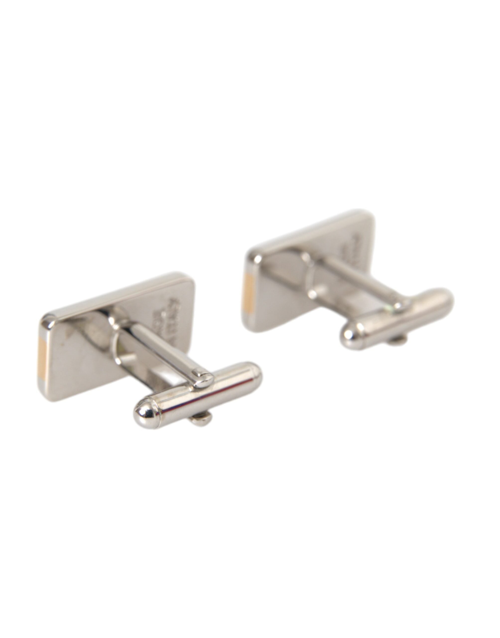 Dolce &amp; Gabbana Silver Gold Plated Brass DG Logo Pin Cufflinks