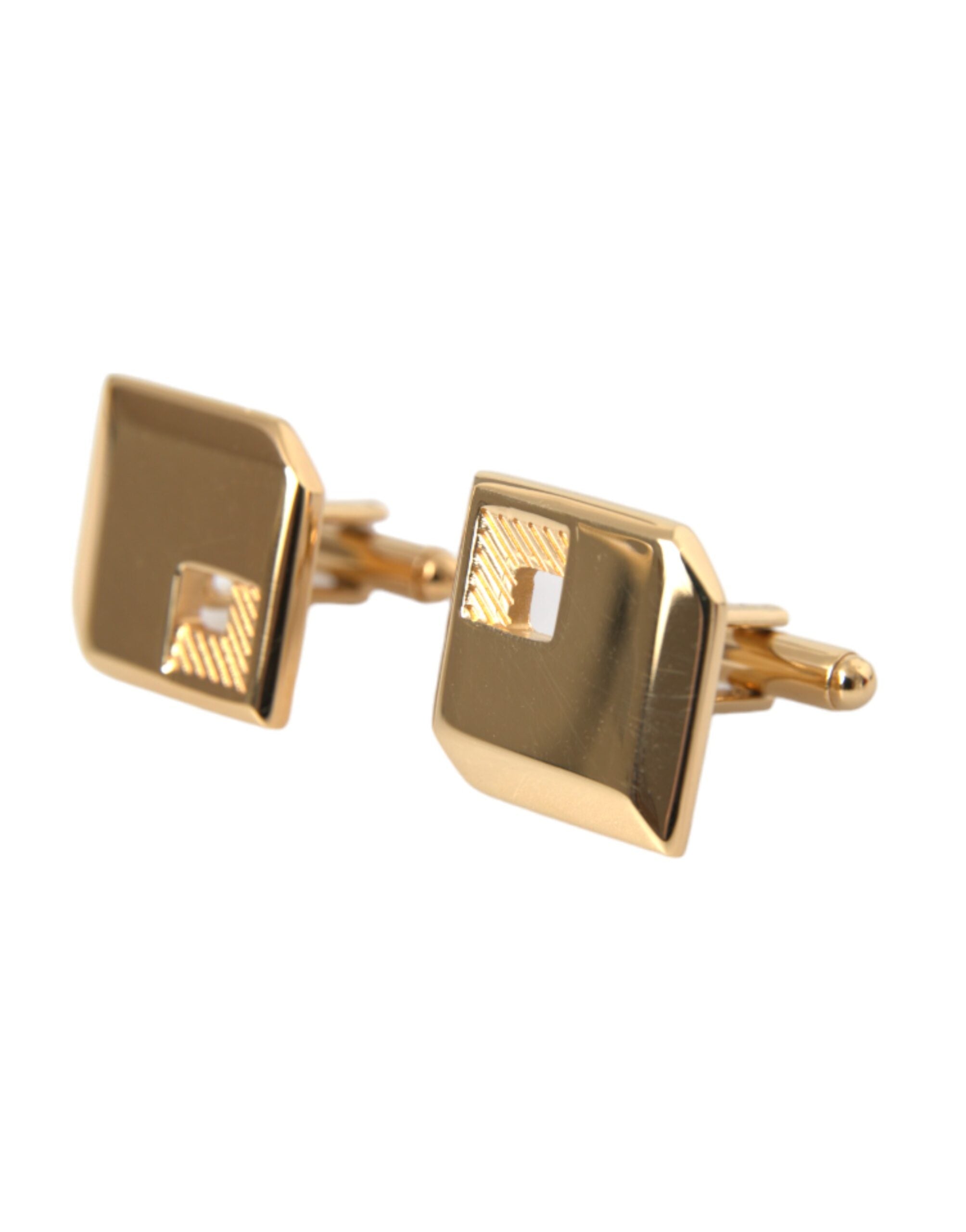 Dolce &amp; Gabbana Gold Plated Metal Brass Square Pin Cufflinks