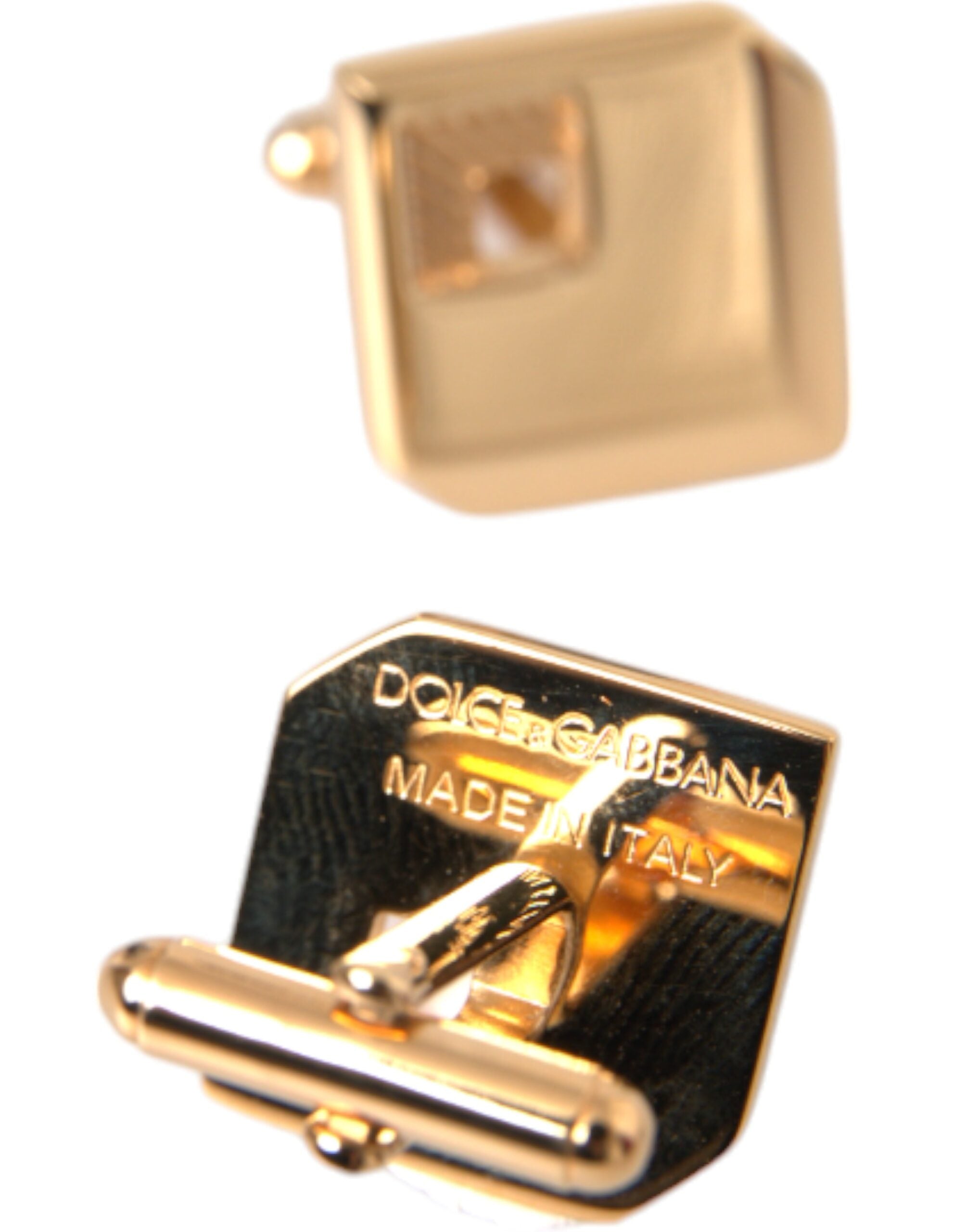 Dolce &amp; Gabbana Gold Plated Metal Brass Square Pin Cufflinks