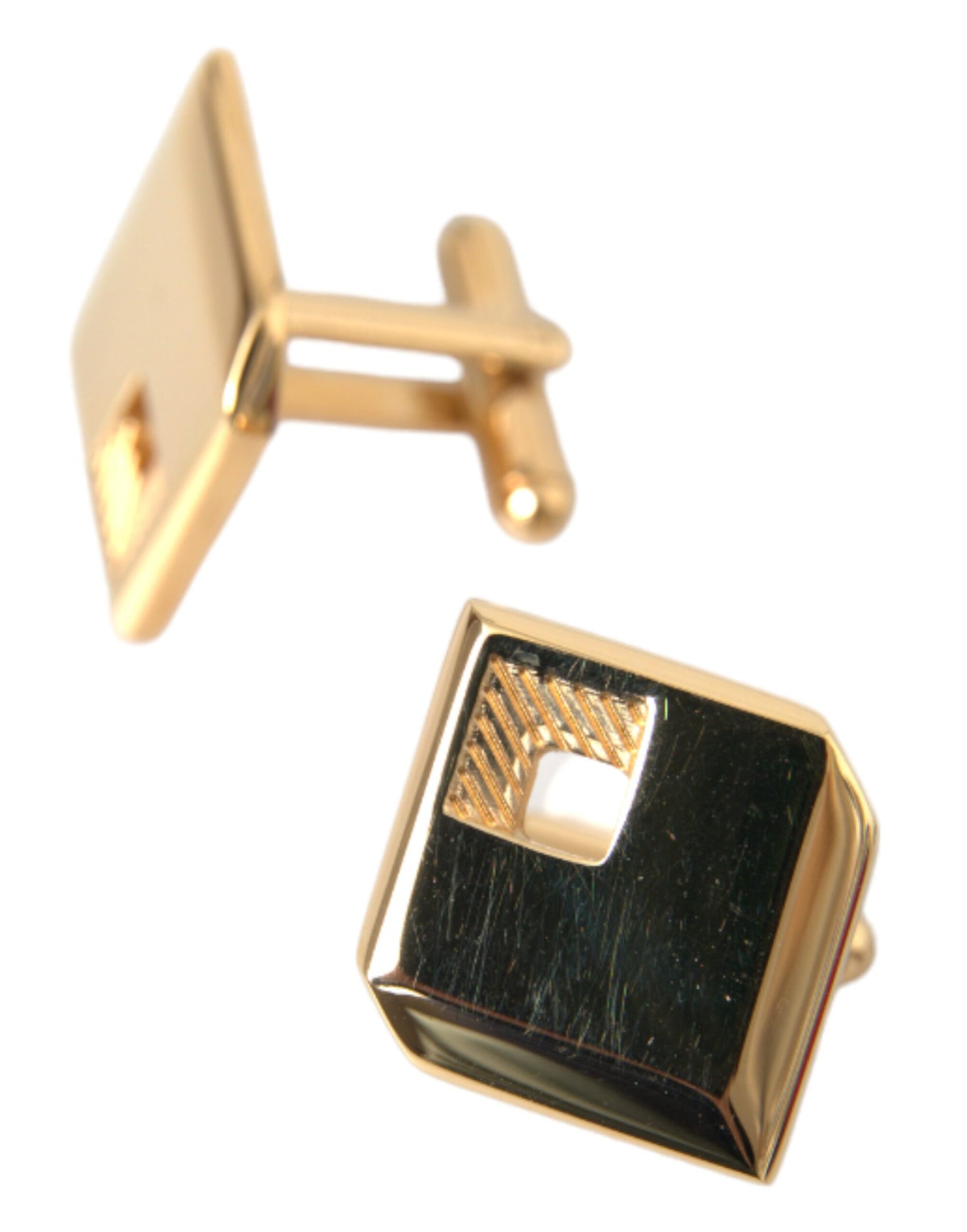 Dolce &amp; Gabbana Gold Plated Metal Brass Square Pin Cufflinks