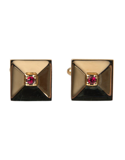 Dolce &amp; Gabbana Gold Plated Brass Crystal Square Pin Cufflinks