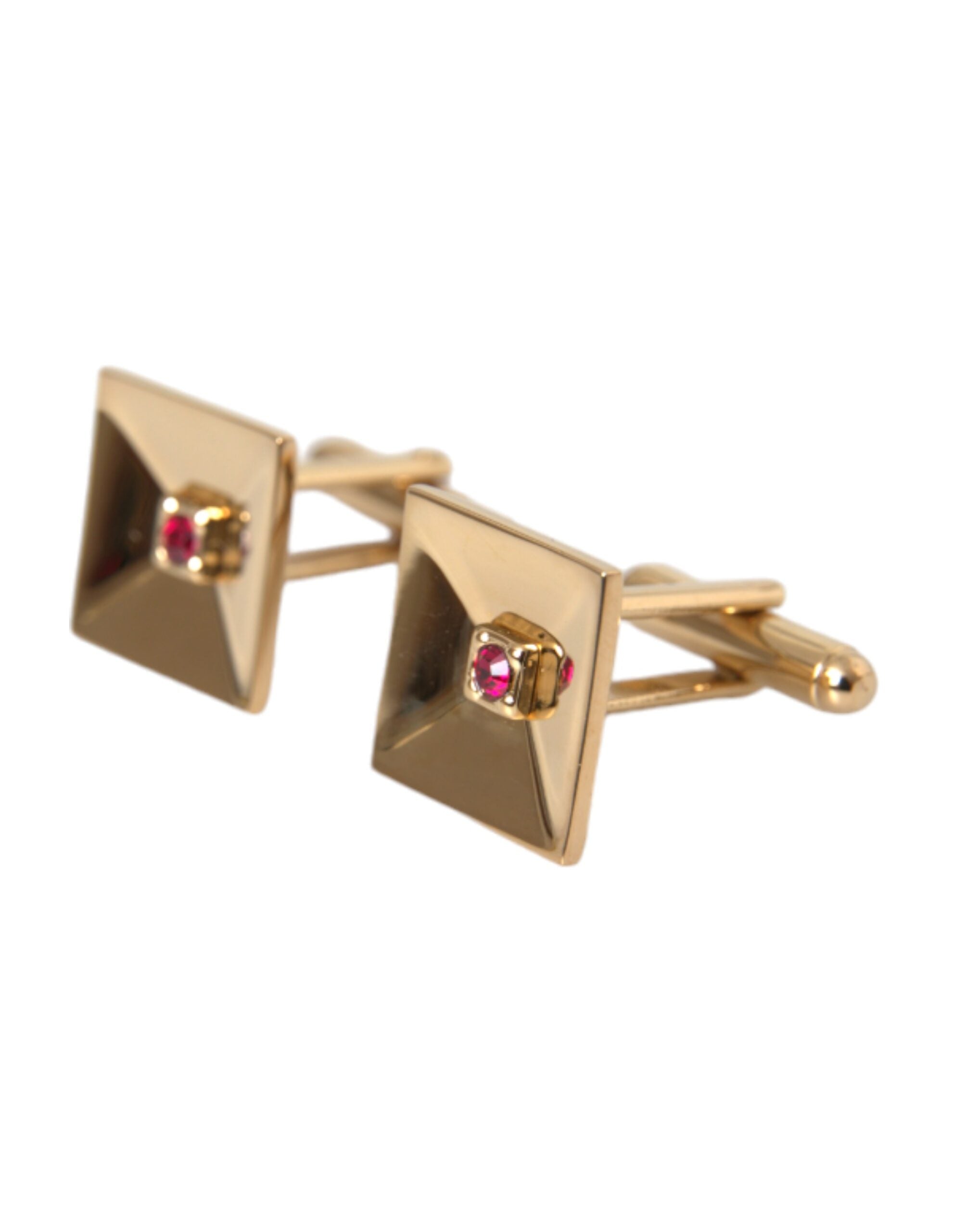 Dolce &amp; Gabbana Gold Plated Brass Crystal Square Pin Cufflinks