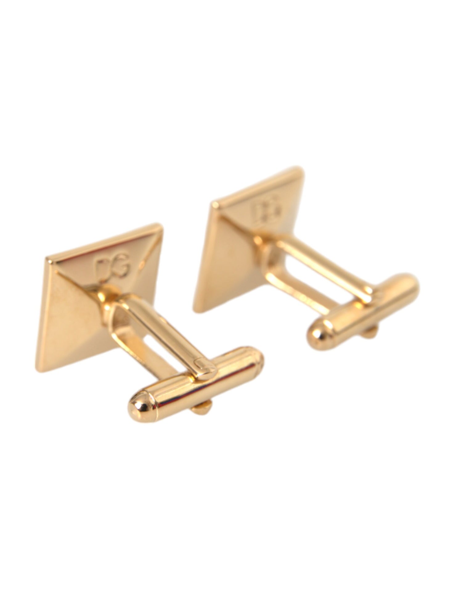 Dolce &amp; Gabbana Gold Plated Brass Crystal Square Pin Cufflinks