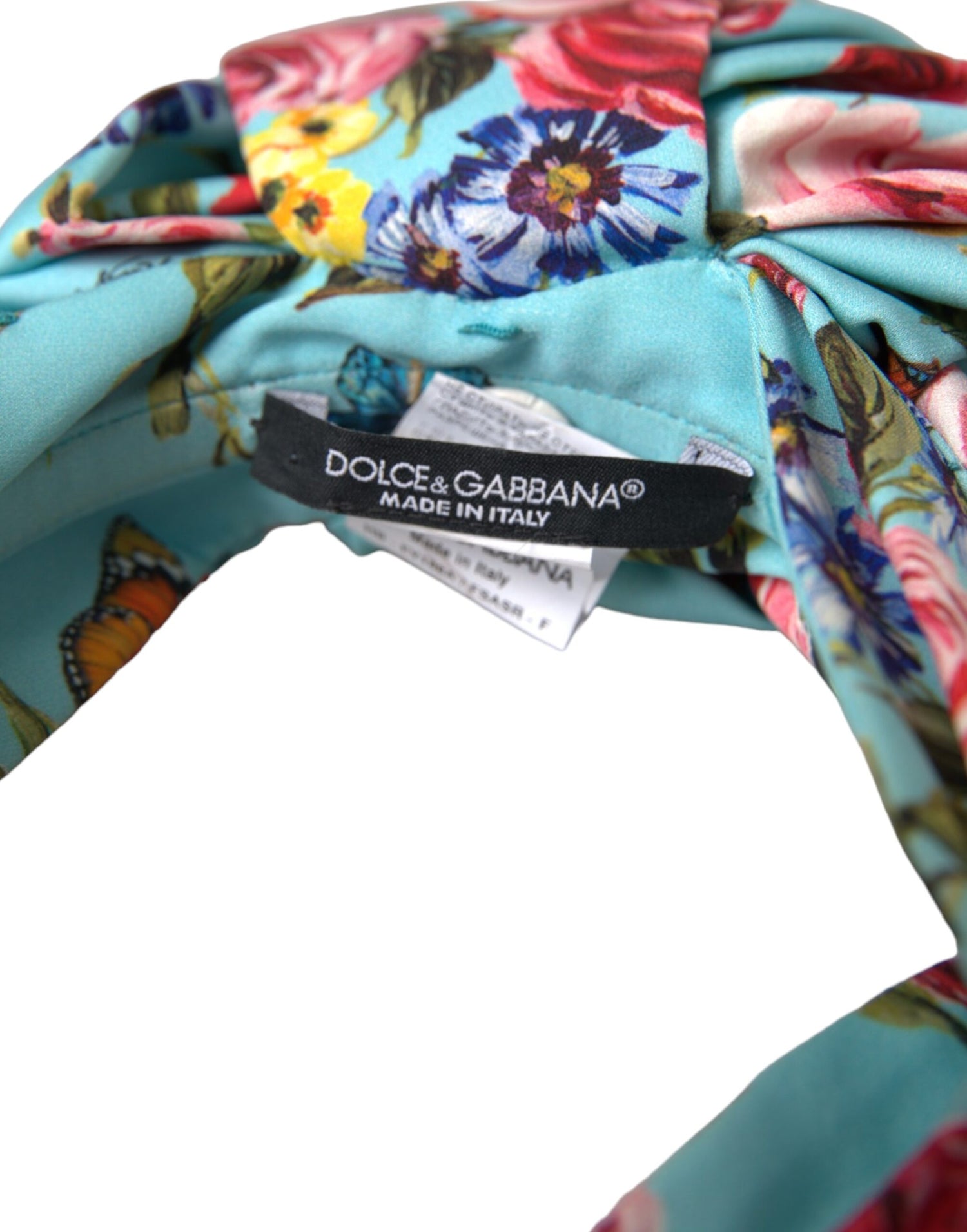 Dolce &amp; Gabbana Turquoise Floral Applique Silk Women Headband Diadem