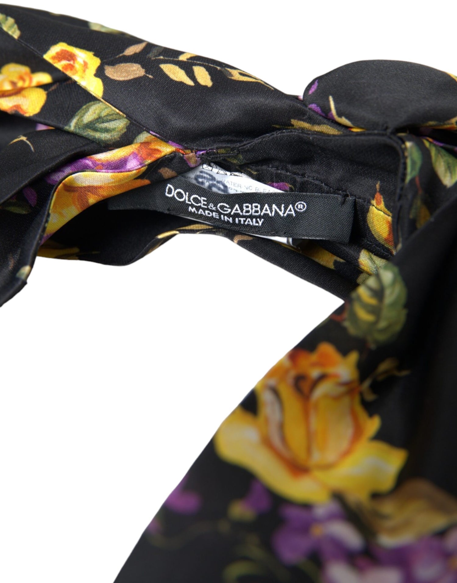 Dolce &amp; Gabbana Black Floral Applique Silk Women Headband Diadem