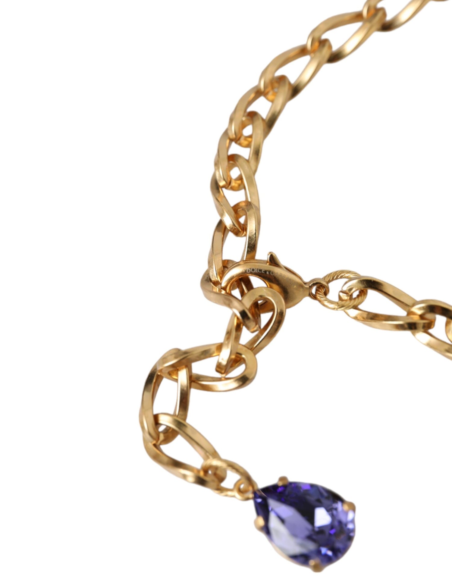 Dolce &amp; Gabbana Gold Brass Crystal Purple Pink Pearl Pendants Necklace