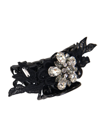 Dolce &amp; Gabbana Black Plastic Crystal Jewelry Brooch Hair Pin