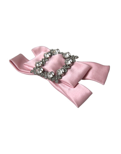 Dolce &amp; Gabbana Pink Satin Crystal Jewelry Brooch Hair Pin