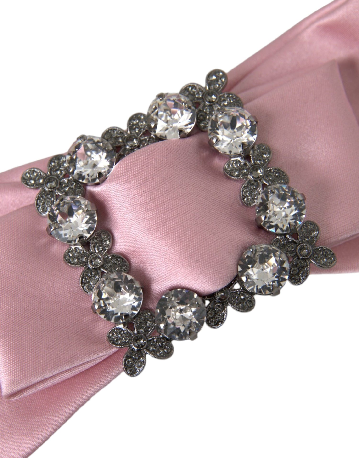 Dolce &amp; Gabbana Pink Satin Crystal Jewelry Brooch Hair Pin