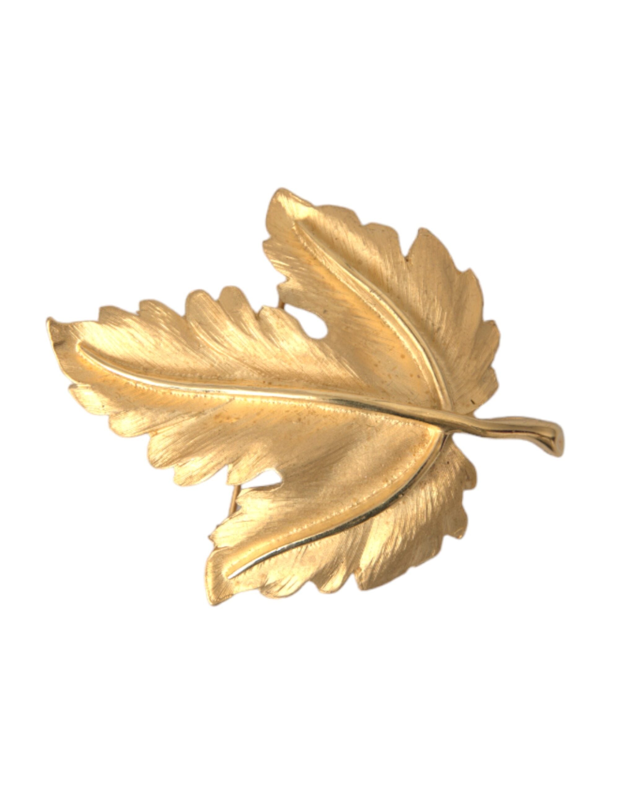 Dolce &amp; Gabbana Gold Brass Leaf Embellished Women Brooch Pin