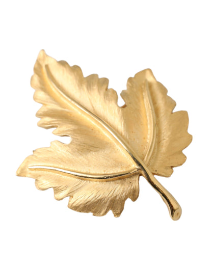 Dolce &amp; Gabbana Gold Brass Leaf Embellished Women Brooch Pin