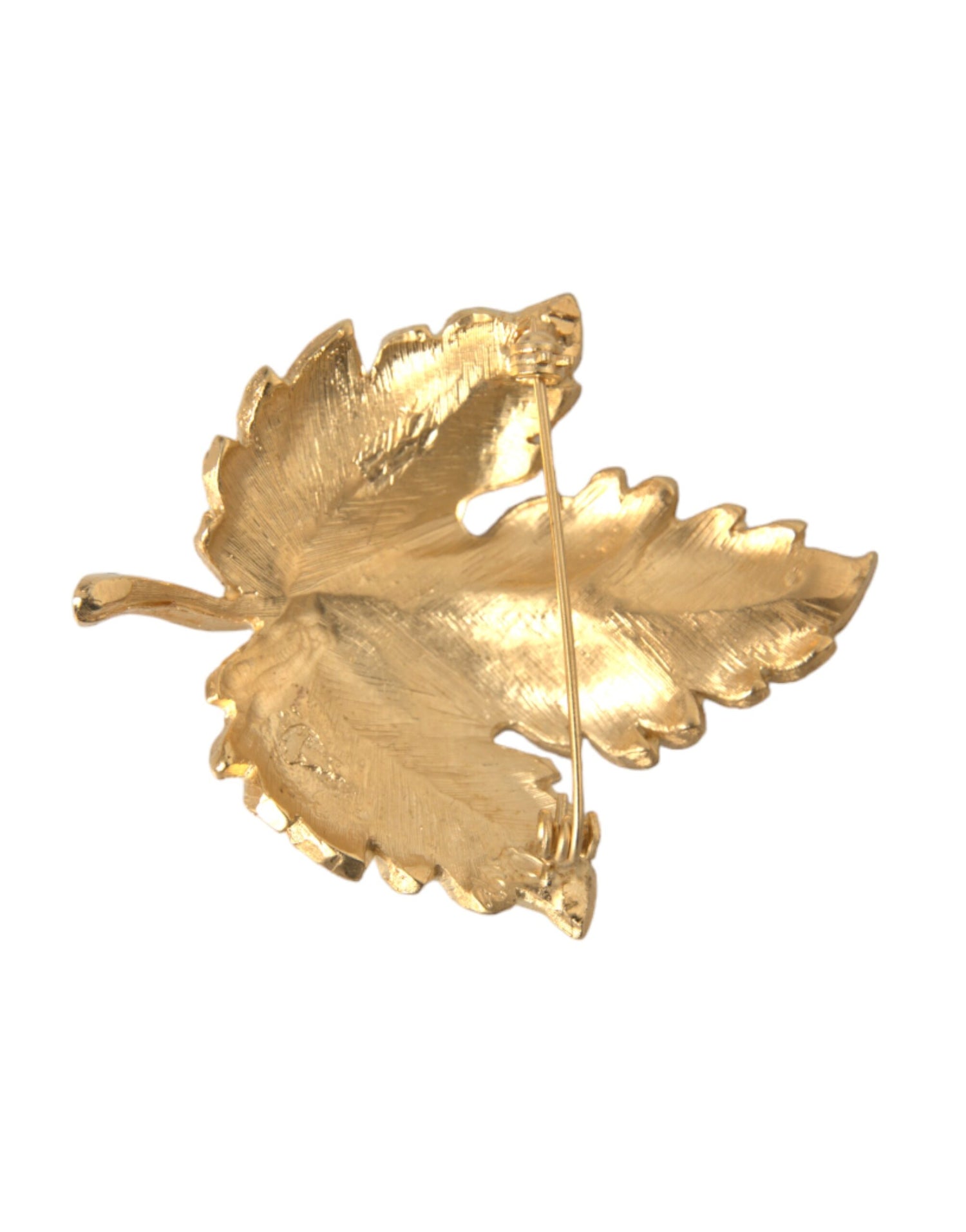 Dolce &amp; Gabbana Gold Brass Leaf Embellished Women Brooch Pin