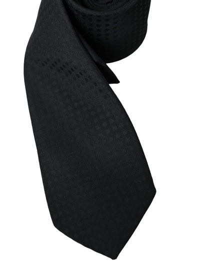 Dolce &amp; Gabbana Black 100% Silk Adjustable Necktie Face Mask