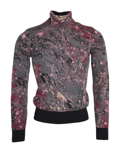 Dolce &amp; Gabbana Multicolor Graphic Turtle Neck Men Sweater