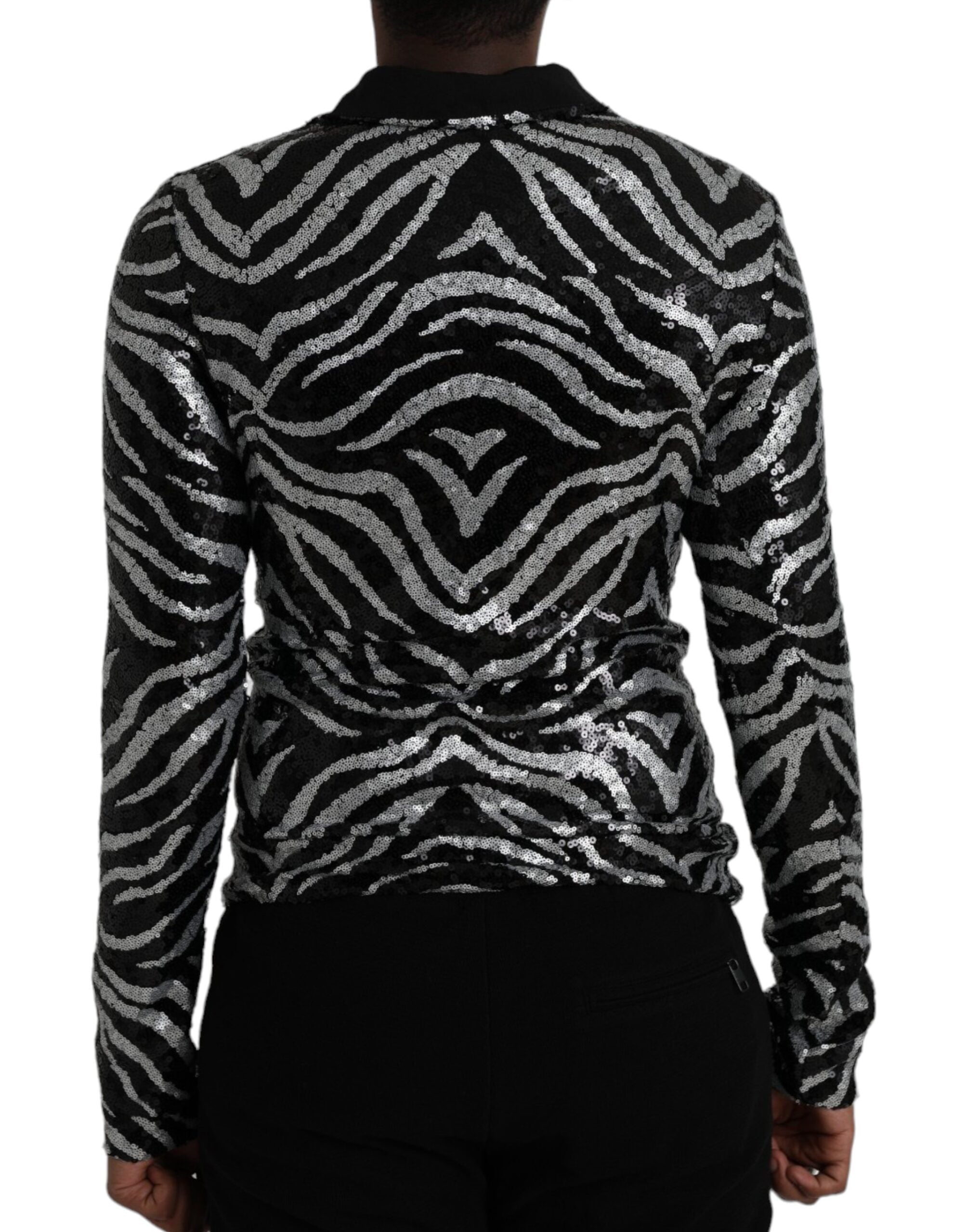 Dolce &amp; Gabbana Black Silver Sequined Polyester Sweater