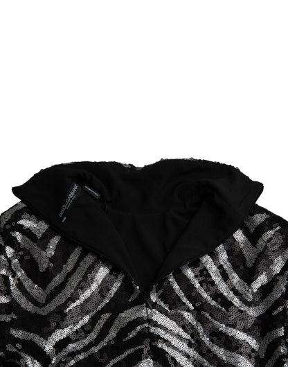 Dolce &amp; Gabbana Black Silver Sequined Polyester Sweater