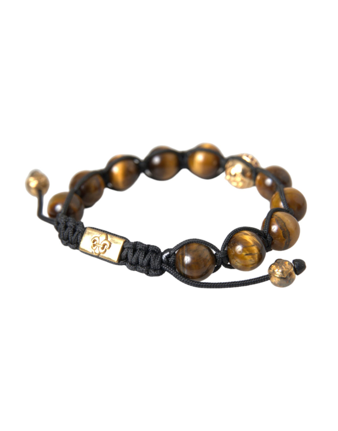 Nialaya CZ Brown Tigers Eye 925 Silver Bracelet Mens