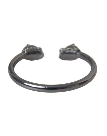 Nialaya Black Rhodium Lion Bangle Bracelet Women