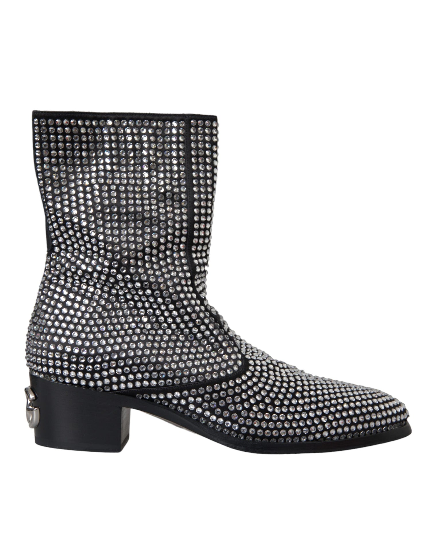 Dolce &amp; Gabbana Black Rhinestone Crystal Chelsea Boots Shoes